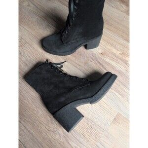 La Canadienne Parkera Heeled Suede Combat Boots Women 10 $575